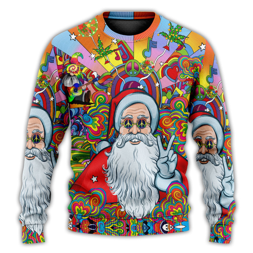 Hippie Santa Colorful Sweater For Holiday Parties Family Gatherings And Seasonal Gift Giving