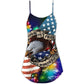 Christmas Freedom Holiday Theme V-Neck Sleeveless Cami Dress For Festive Events And Casual Summer Styling