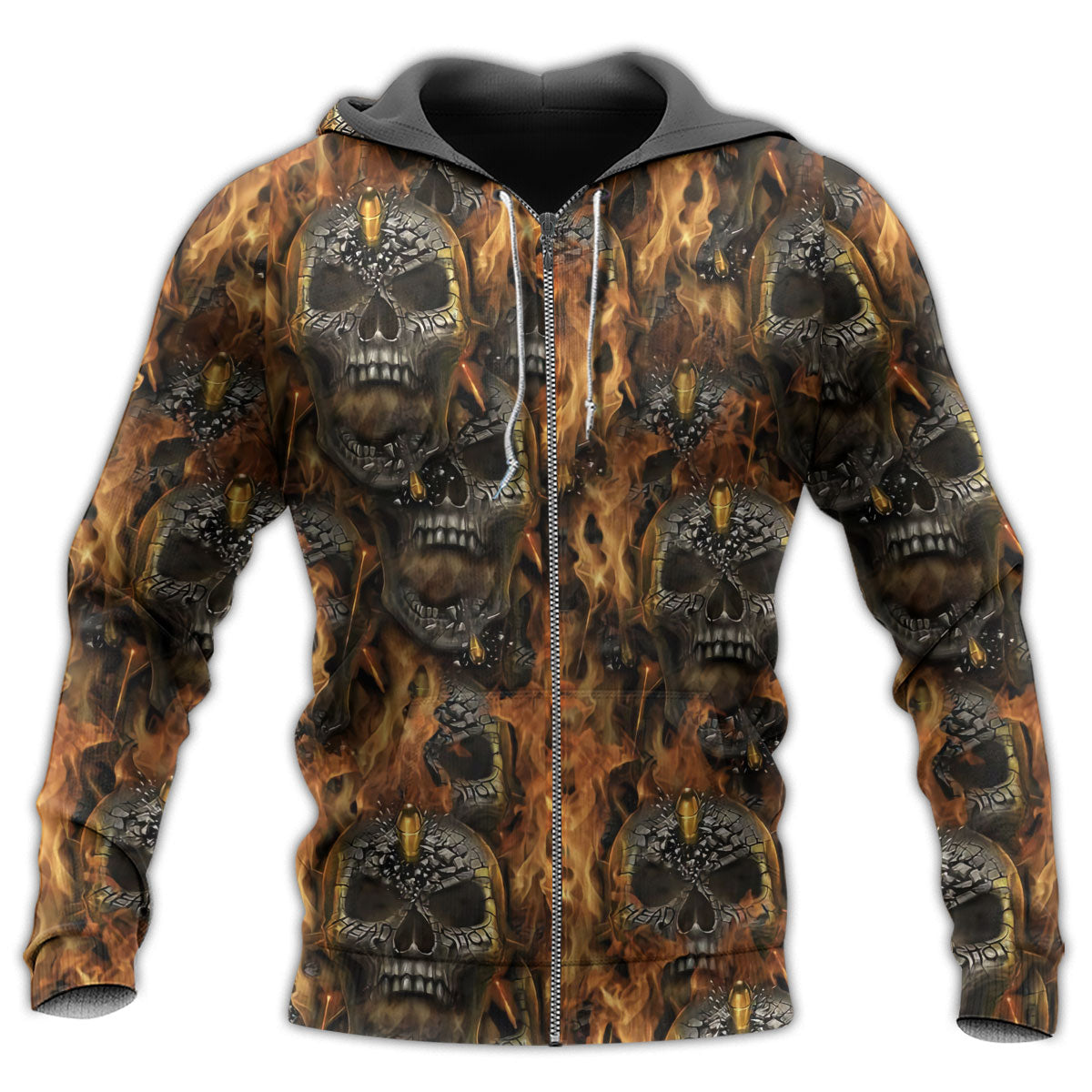 Skull Fire Impact Hoodie For Bold Casual Looks Travel Days And Comfortable Style