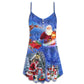 Christmas Santa Is Coming To Town V-Neck Sleeveless Cami Dress For Summer Events And Comfortable Everyday Style