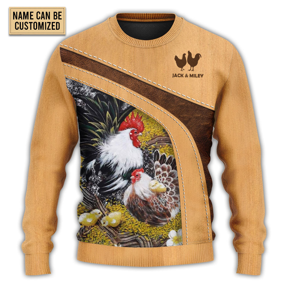 Old Rooster And Cute Chick Farm Sweater For Casual Wear Travel Parties And Comfortable Seasonal Style