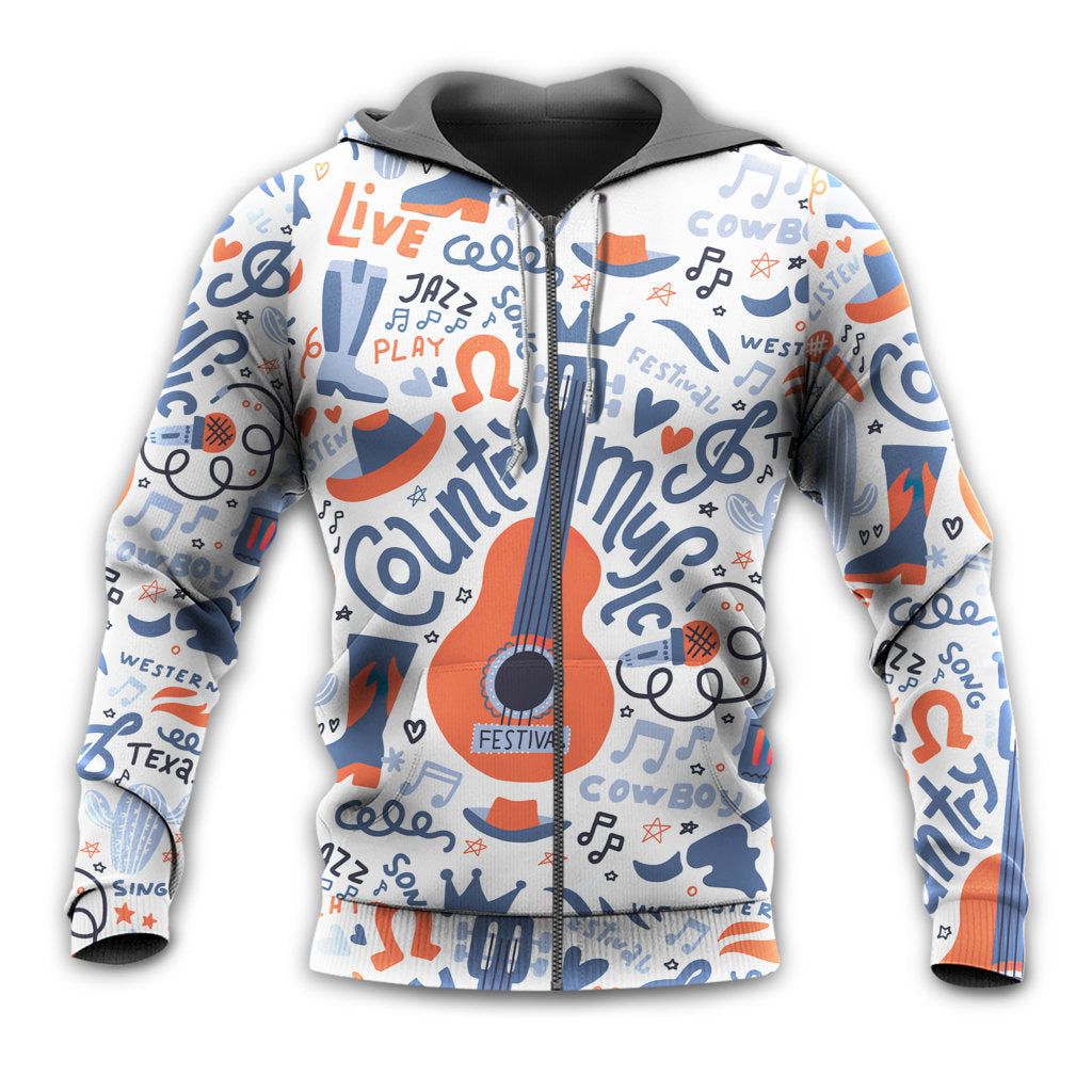 Guitar Country Music Festival Hoodie For Music Lovers Concert Outings Travel And Everyday Streetwear