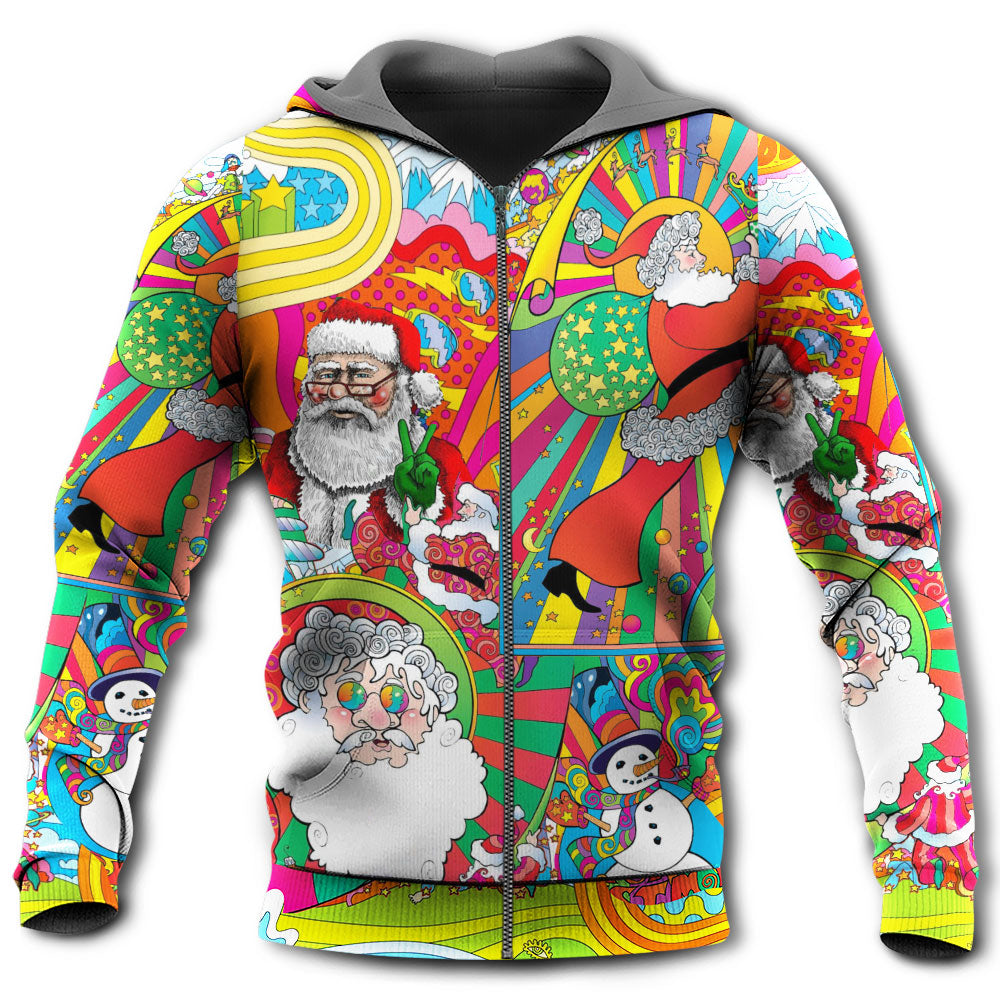 Hippie Santa Christmas Hoodie For Winter Streetwear Christmas Travel And Seasonal Home Gatherings