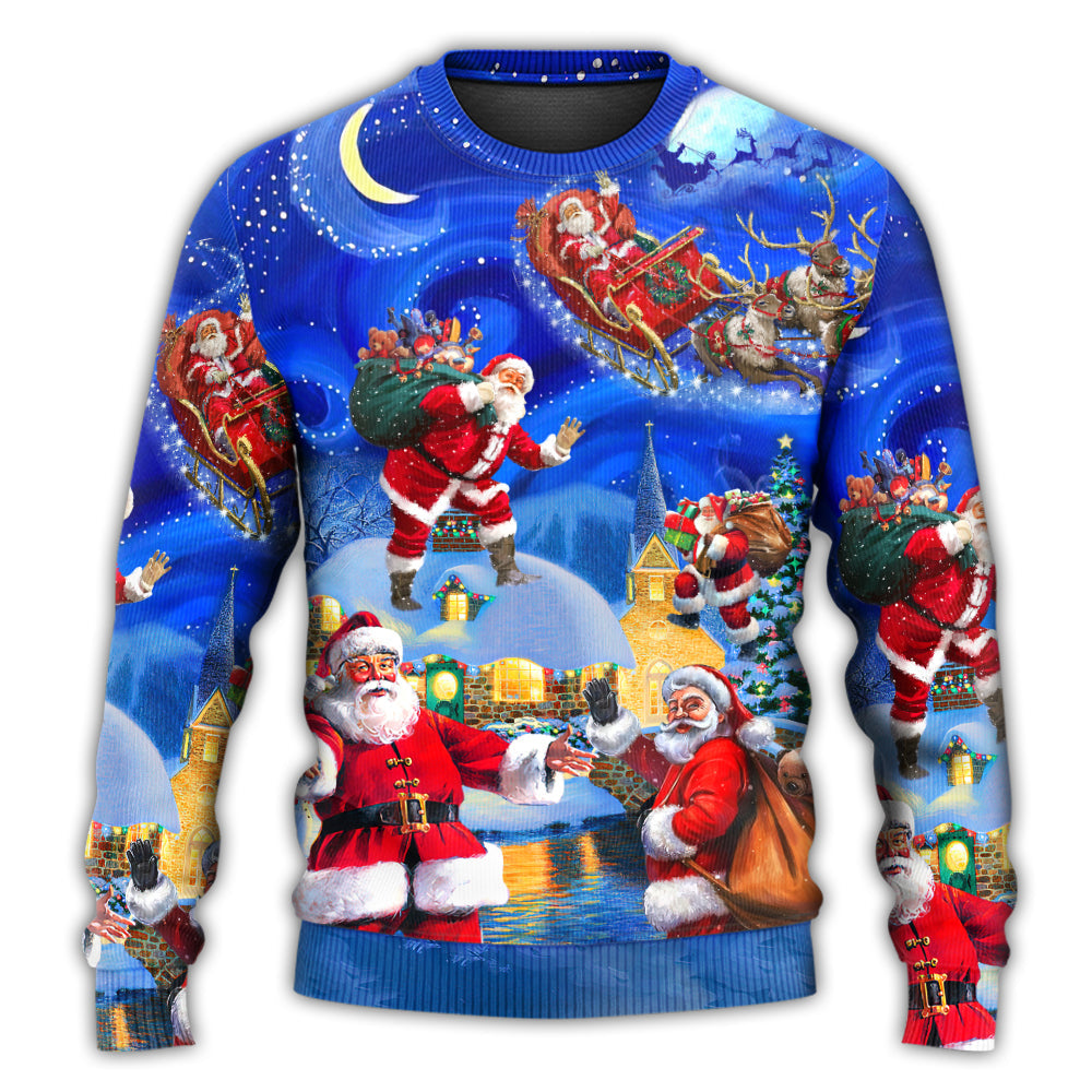 Christmas Santa In Town Magic Night Sweater For Family Gatherings Winter Travel And Everyday Seasonal Comfort