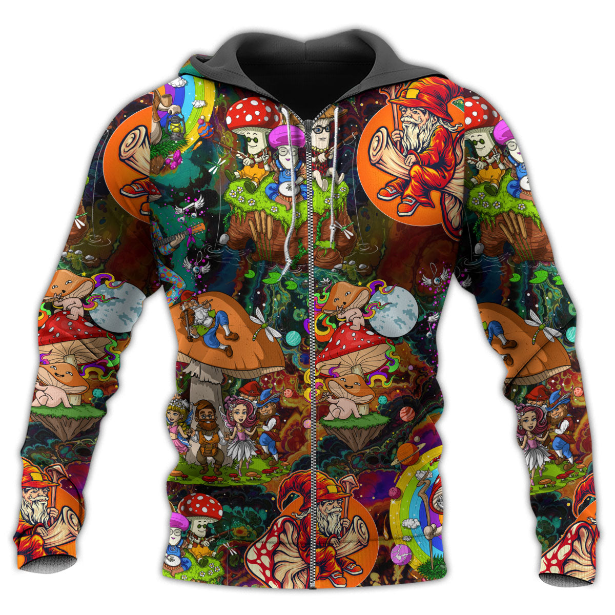 Hippie Colorful Mushroom Trippy Hoodie For Free Spirit Outings Holidays And Relaxed Layering