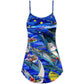 Ocean Blue Fish Christmas Love V-Neck Sleeveless Cami Dress For Vacations And Casual Warm Weather Wear