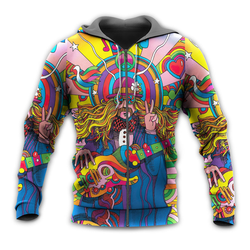 Hippie Colorful Rock Music Hoodie For Musicians Outdoor Activities And Creative Gift Ideas