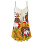 Santa Party Holiday Fun V-Neck Sleeveless Cami Dress For Festive Gatherings Travel And Casual Holiday Styling