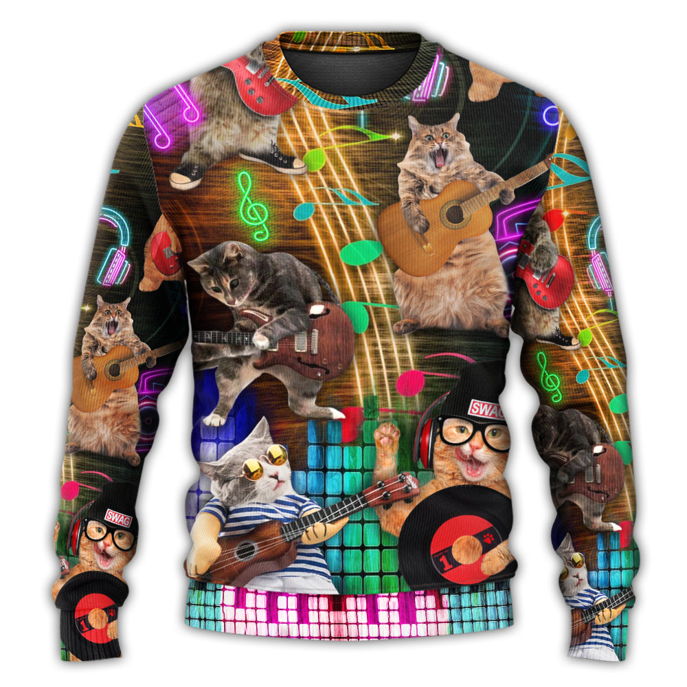 Cat Rocker Music Sweater For Live Events Travel And Relaxed Creative Outfits