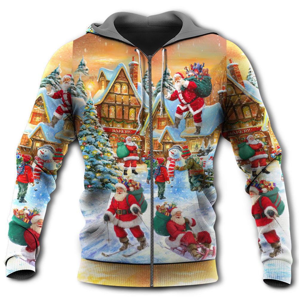 Christmas Santa Town Coming Hoodie For Christmas Gatherings Outdoor Trips And Relaxed Seasonal Style