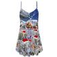 Christmas Elephant Happy Town V-Neck Sleeveless Cami Dress For Festive Events And Casual Summer Styling