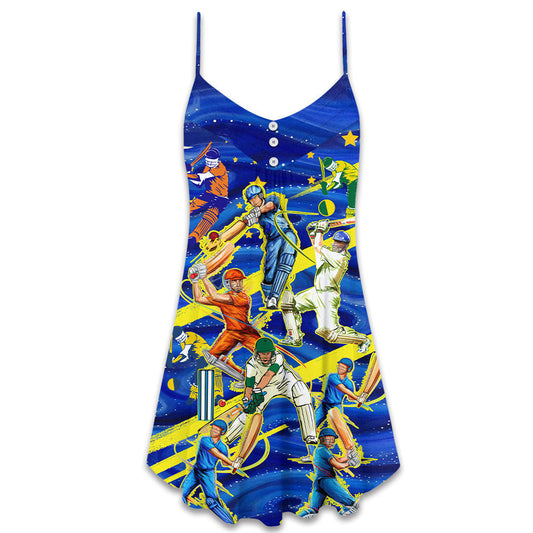 Cricket Night Play Time – Women's Summer Sleeveless V-Neck Camisole Dress