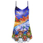Southwestern Funny Christmas Style V-Neck Sleeveless Cami Dress For Summer Events And Comfortable Everyday Style