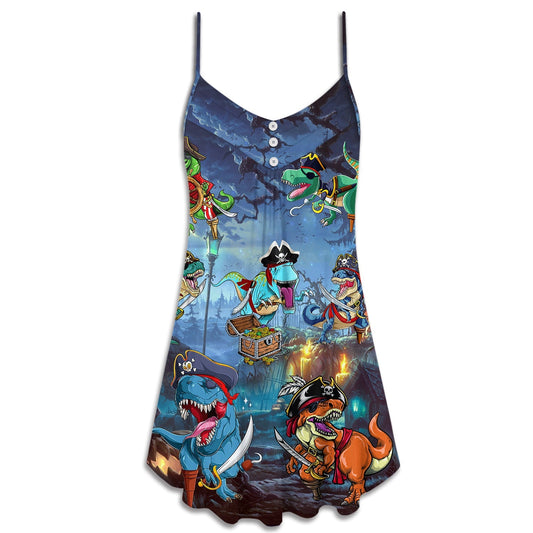 Halloween Pirate Dinosaur Scary – Women's Summer Sleeveless V-Neck Camisole Dress