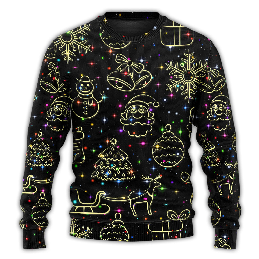 Christmas Neon Light Starry Night Sweater For Holiday Travel Winter Outings And Cheerful Gift Giving