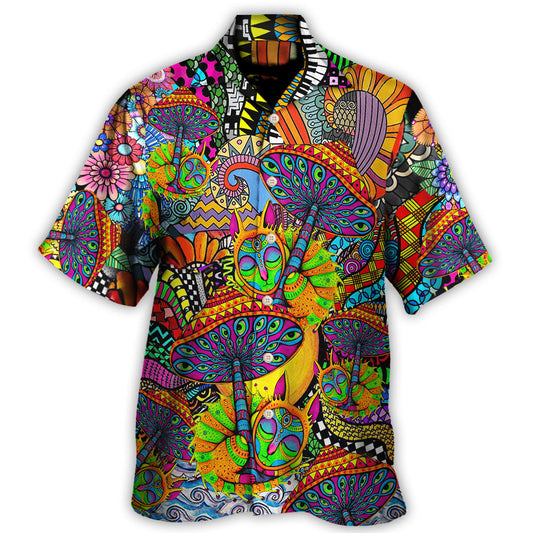 Bohemian Floral Peace Hawaiian Shirt Artwork View For Coastal Escapes And Resort Style