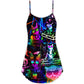 Cool DJ Cat Life V-Neck Sleeveless Cami Dress For Festival Weekends Parties And Artistic Everyday Outfits