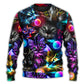 Golf Playing Cat Neon Lightning Sweater For Distinctive Animal Artwork Holidays And Thoughtful Gifts