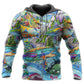 Hippie Colorful Shark Peace Hoodie For Beach Lovers Outdoor Activities And Thoughtful Gifts