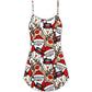 Christmas Cute Santa And Reindeer V-Neck Sleeveless Cami Dress For Festive Events And Casual Summer Styling