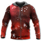 Red Music Notes Blurry Lights Hoodie For Music Culture Travel Days And Comfortable Casual Wear