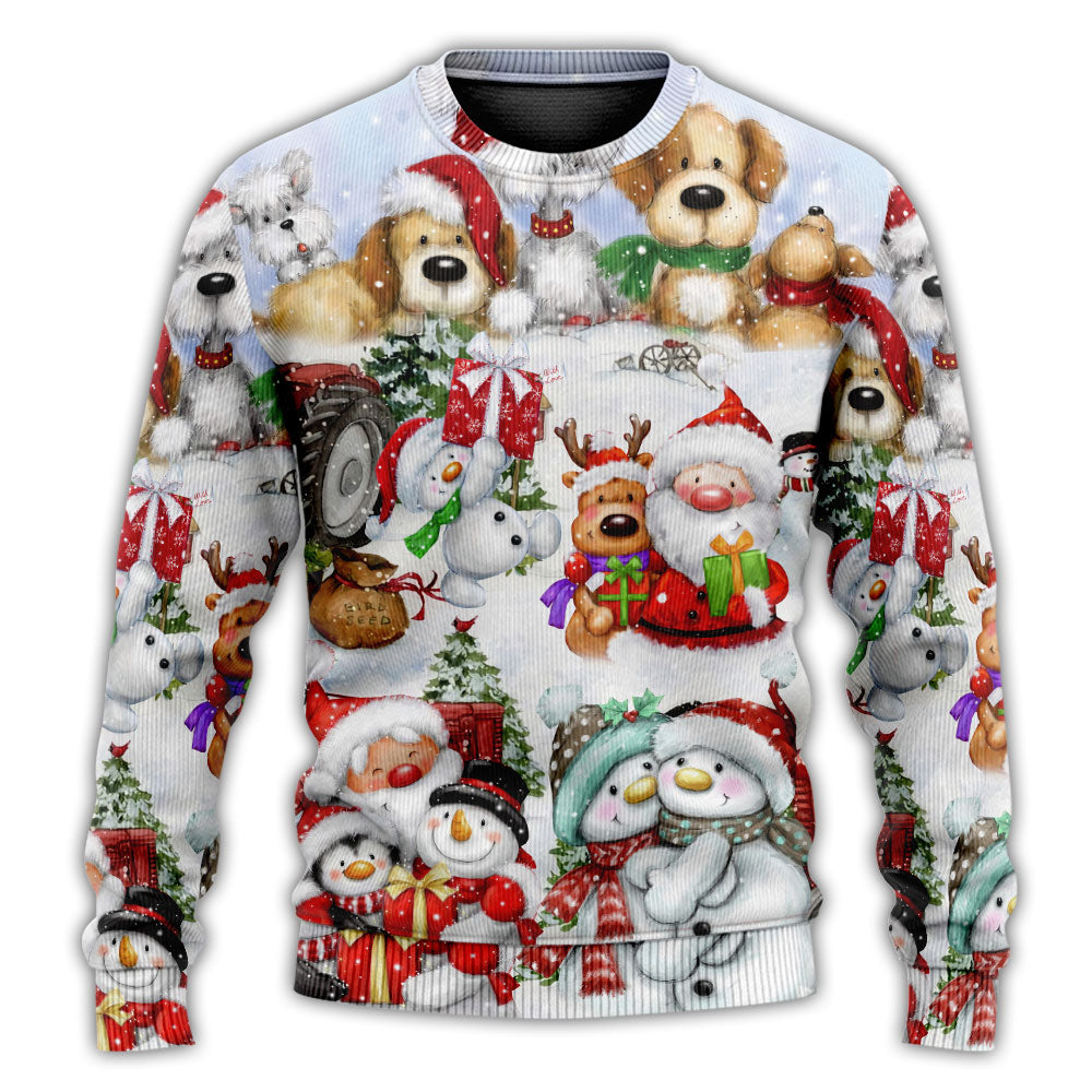 Santa And Snowman Joyful Companions Sweater For Festive Parties Family Photos And Comfortable Seasonal Wear