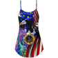 Christmas New Year Freedom Holiday V-Neck Sleeveless Cami Dress For Festive Events And Casual Summer Styling