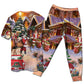 Santa Christmas Gift Delivery Short Sleeve Pajamas Set For Holiday Bedtime And Cozy Home Wear