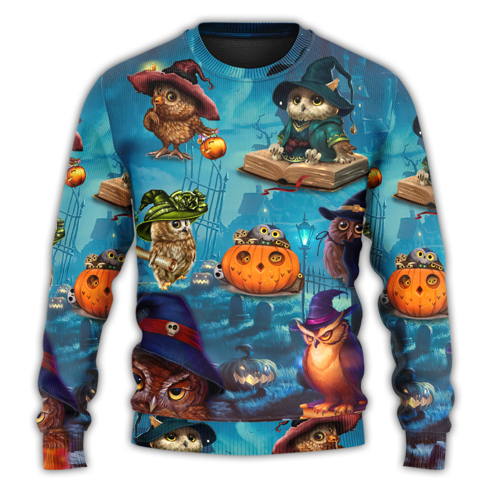 Halloween Owl Witch Night Sky Sweater For Art Fans Travel Parties And Distinctive Casual Style
