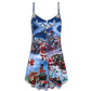 Christmas Santa And Train Joy V-Neck Sleeveless Cami Dress For Festive Events And Casual Summer Styling