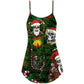 Christmas Skull Merry Holiday V-Neck Sleeveless Cami Dress For Summer Events And Comfortable Everyday Style