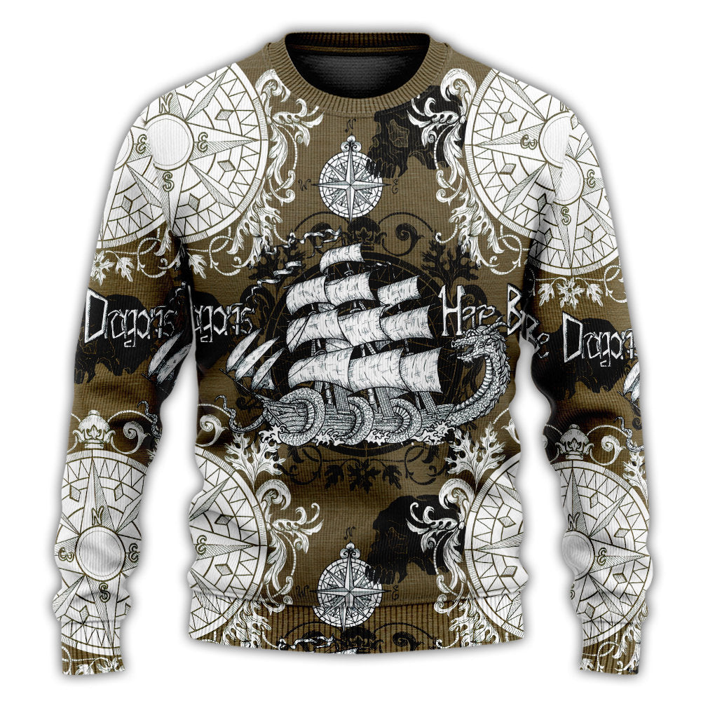 Dragon Old Ship Vintage Anchor Sweater For Distinctive Animal Artwork Holidays And Thoughtful Gifts