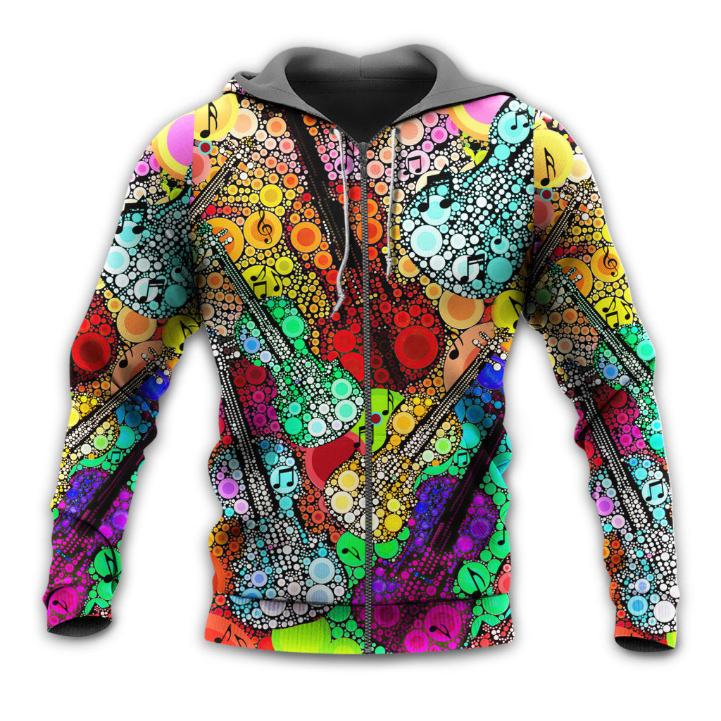 Colorful Guitar Scroll Bubble Hoodie For Rehearsals Weekend Outings And Comfortable Streetwear