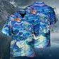 Shark Adventure Hawaiian Shirt Fabric Pattern Detail For Casual Outings