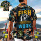 Tropical Fishing Adventure Graphic Hawaiian Shirt For Resort Trips, Coastal Parties, And Warm Weather Style