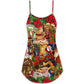 Santa Cowboy Red Style Merry Christmas V-Neck Sleeveless Cami Dress For Festive Events And Casual Summer Styling