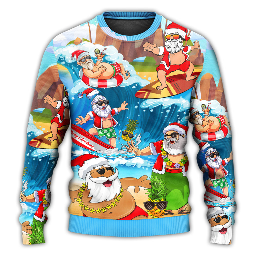 Christmas Santa Beach Play Holiday Funny Sweater For Family Gatherings Winter Travel And Everyday Seasonal Comfort