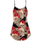 Gothic Skull Rose Raven V-Neck Sleeveless Cami Dress For Bold Summer Events Vacations And Artistic Casual Style