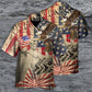 Veteran Creative Pattern Hawaiian Shirt Button Front Artwork For Coastal Travel
