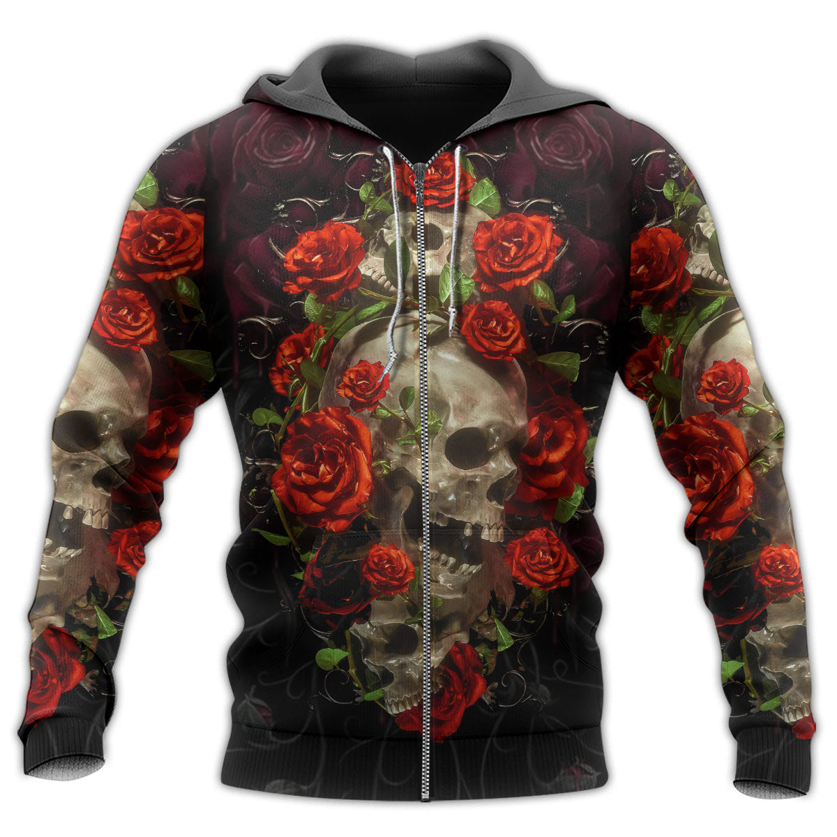 Skull Roses Hoodie For Gothic Inspired Travel Casual Style And Gift Giving