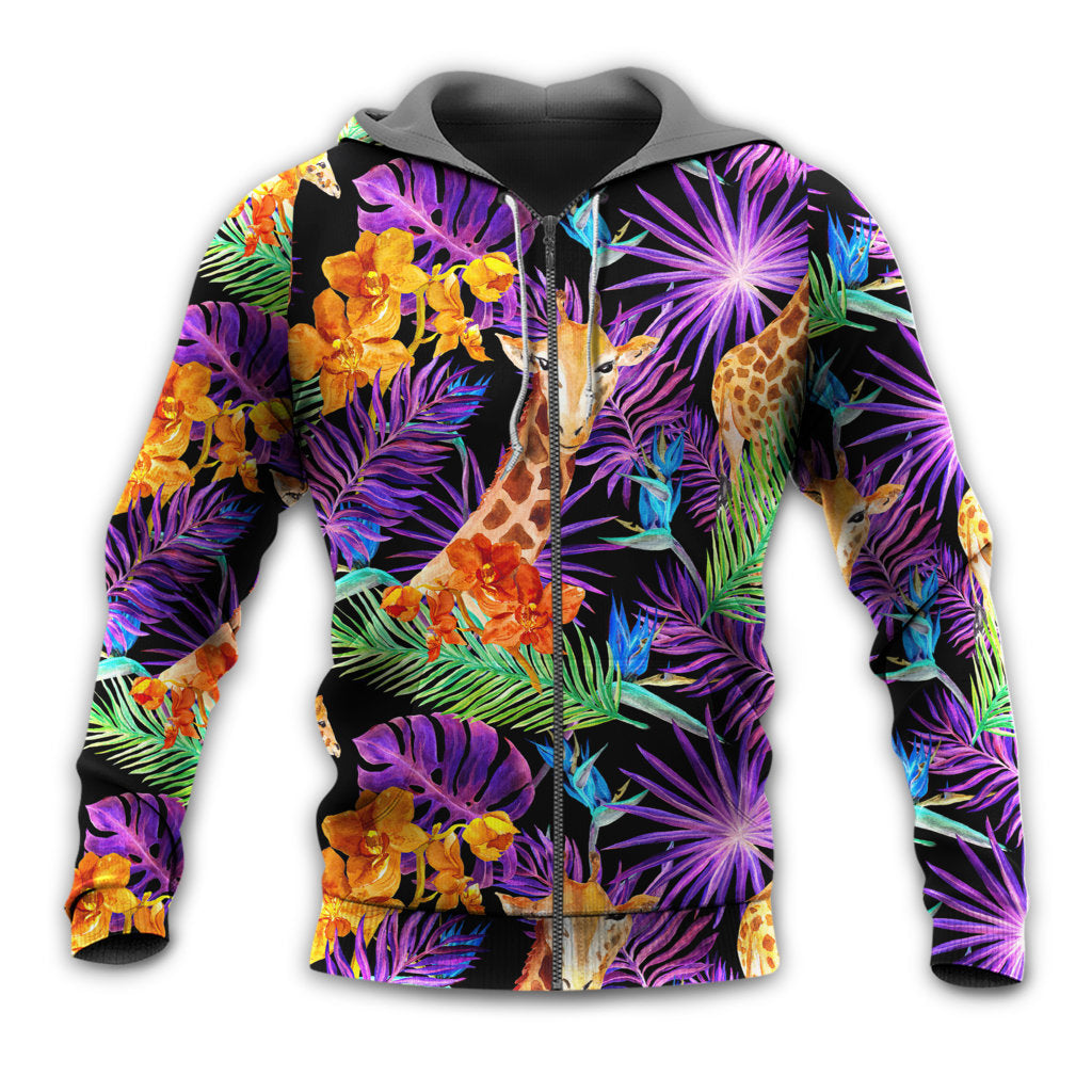 Tropical Colorful Giraffe Leaf Hoodie For Wildlife Inspired Outfits Outdoor Trips And Thoughtful Gifting