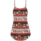 Santa And Snowman Joy V-Neck Sleeveless Cami Dress For Beach Trips Parties And Relaxed Warm Weather Style