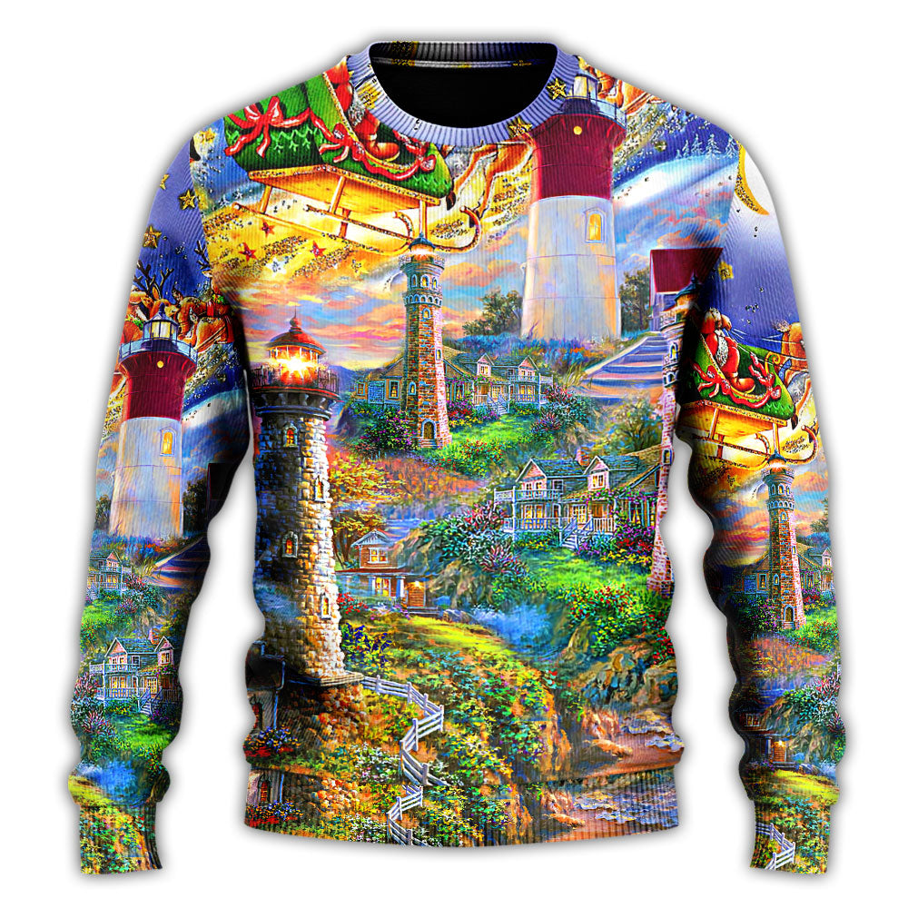 Lighthouse Christmas Santa Home Is The Light Sweater For Festive Parties Family Photos And Comfortable Seasonal Wear