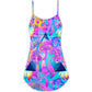 Hippie Psychedelic Mushroom Magical Eye V-Neck Sleeveless Cami Dress For Vacations And Casual Warm Weather Wear