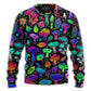 Neon Colorful Mushroom With Leaf Sweater For Festival Adventures Vacations And Relaxed Daily Styling
