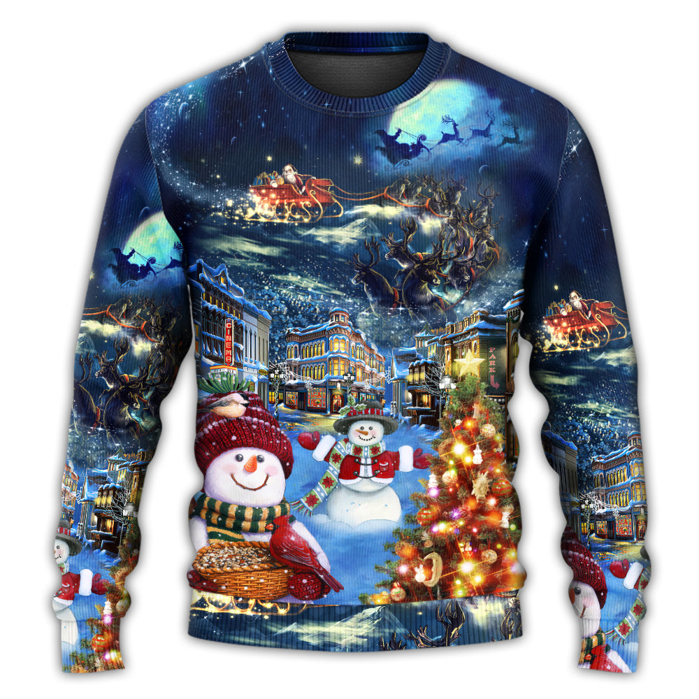 Christmas Family Snowman Santa Holiday Lights Sweater For Festive Family Events Casual Wear And Holiday Gift Giving