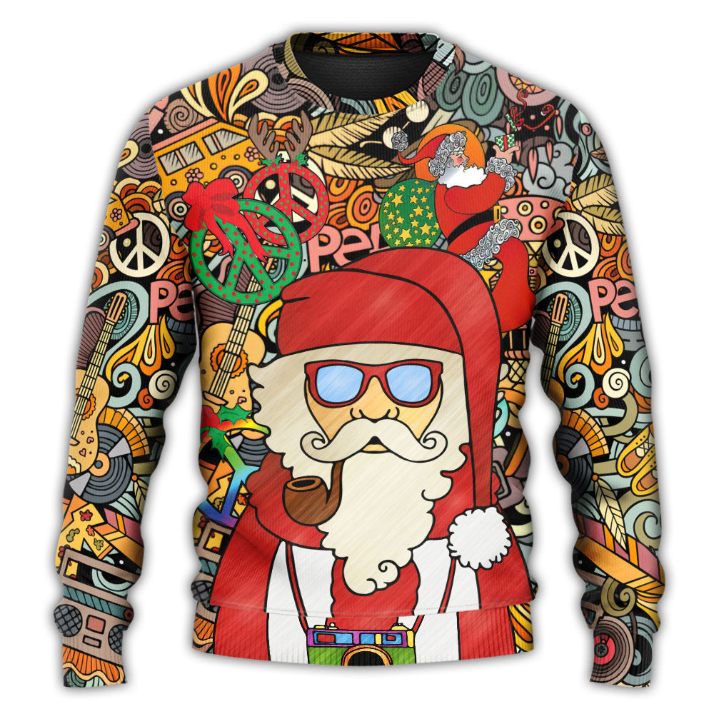 Christmas Hippie Santa And Peace Sweater For Holiday Travel Winter Outings And Cheerful Gift Giving