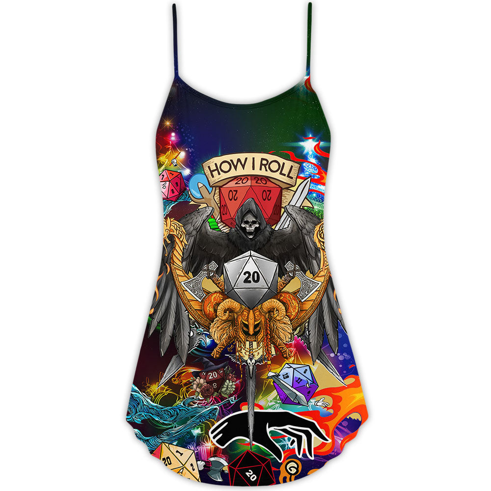 Dice Santa Merry Christmas Snow V-Neck Sleeveless Cami Dress For Festivals Travel And Relaxed Casual Summer Wear