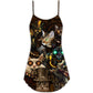 Steampunk Cat Heart Thief V-Neck Sleeveless Cami Dress For Festivals Travel And Relaxed Casual Summer Wear