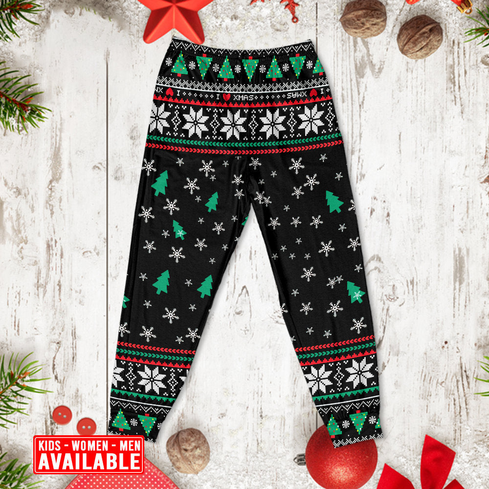 Skull In Santa Hat With Holiday Candy Long Sleeve Pajamas Set For Christmas Mornings And Relaxed Lounging